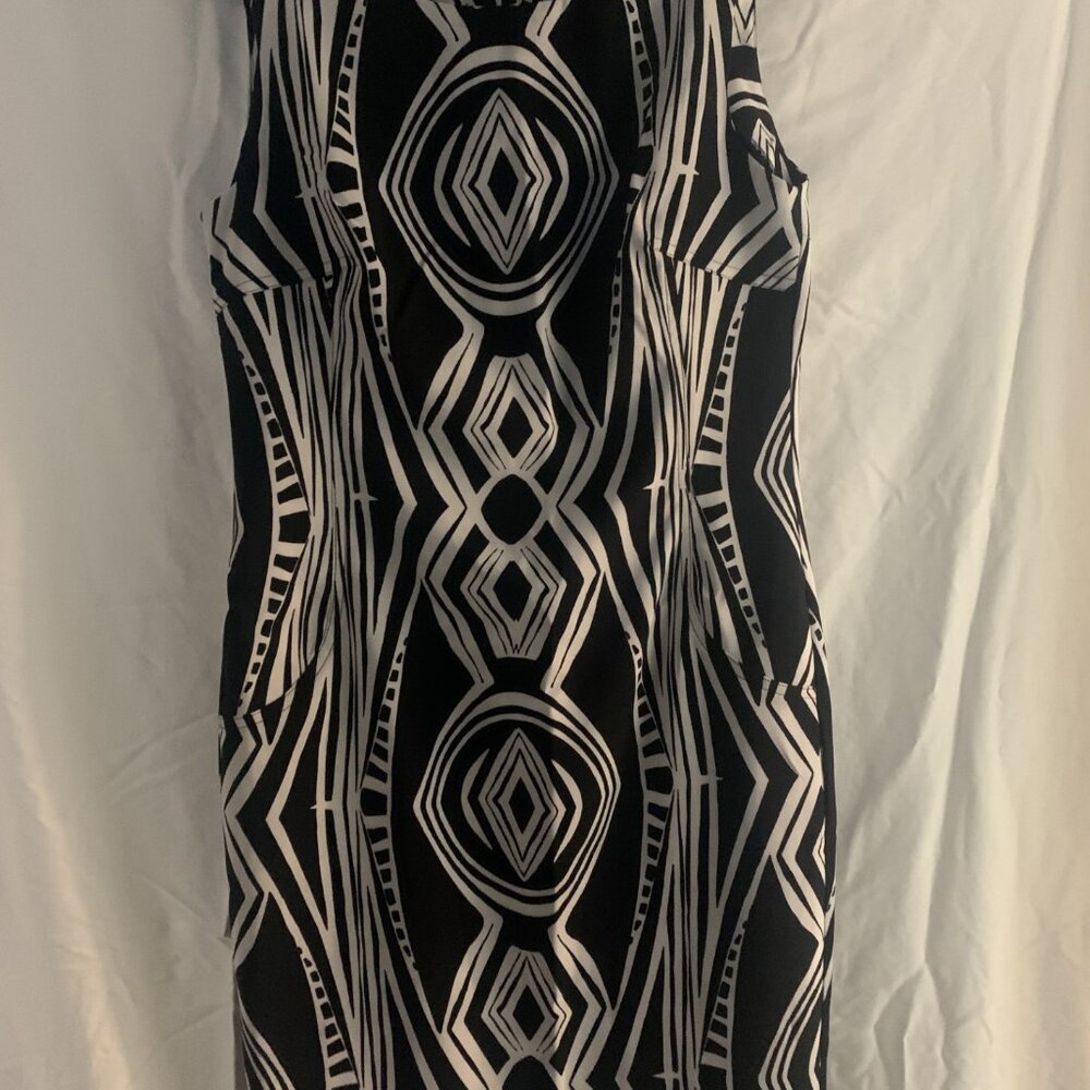 Evan Picone sleeveless black and white dress